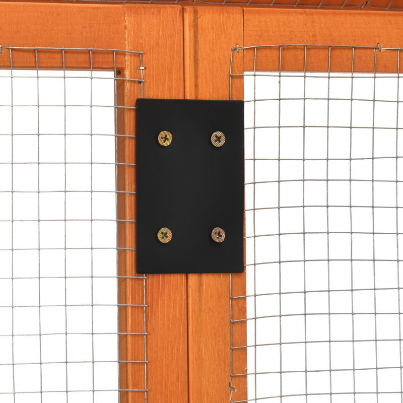 Large Orange Wooden Chicken Playpen with Mesh Wire