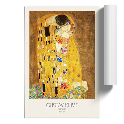The Kiss No.1 With Border by Gustav Klimt - No Frame Painting