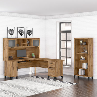 Ensemble de bureau d'ordinateur en L 3 pièces avec rehausse Magomed