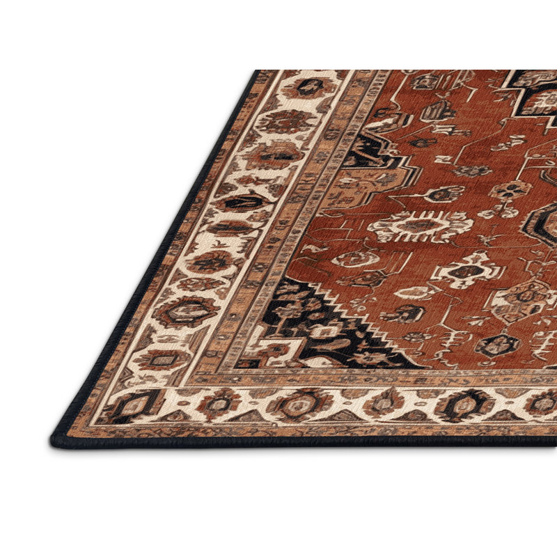 Machine Washable Persian Brown Area Rug, Square 6'