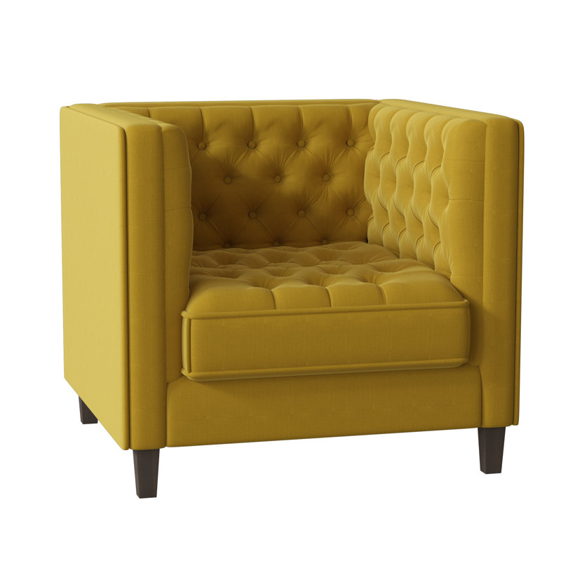 Jess Tufted Armchair, Sachi Wheatgrass, Brown Mahogany