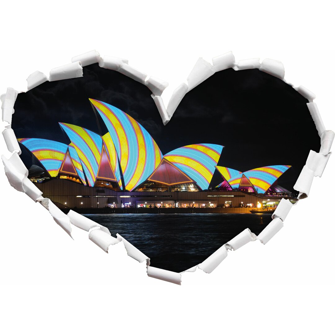 Wandtattoo Sydney Opera House blau-gelbe Streifen