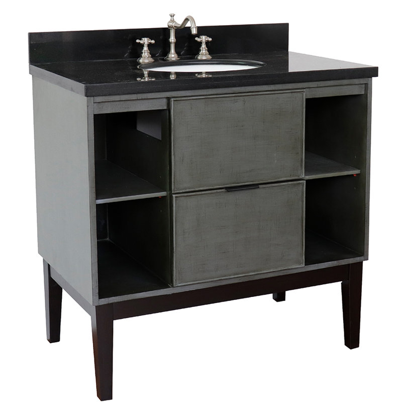 37'' Single Bathroom Vanity with Top, Black Galaxy