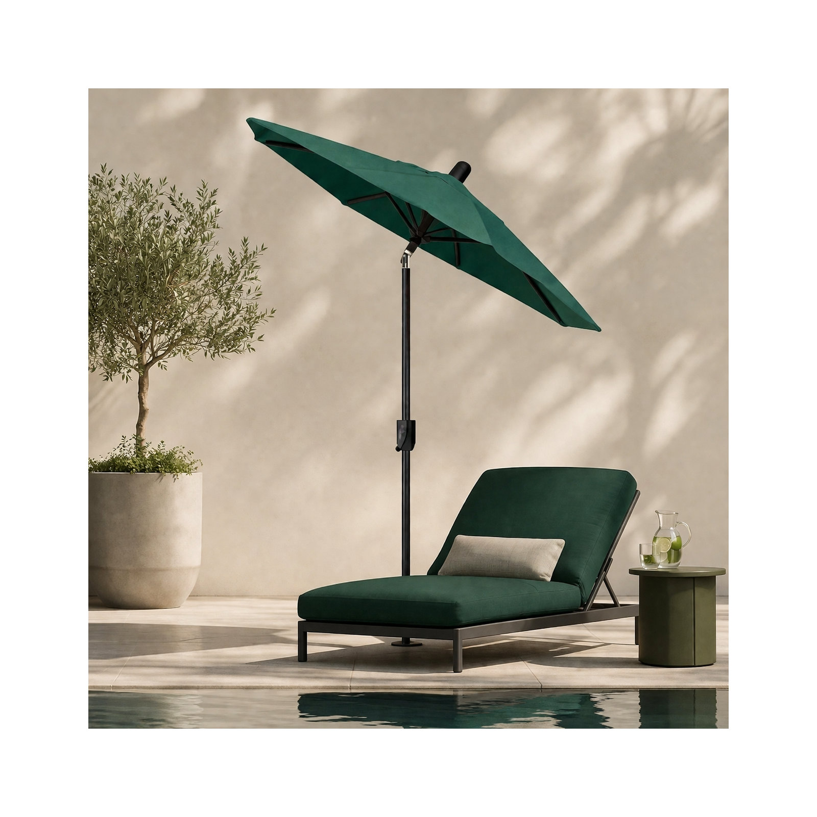 Natalie 74.5'' Outdoor Umbrella, Antique Bronze, Canvas Forest Green