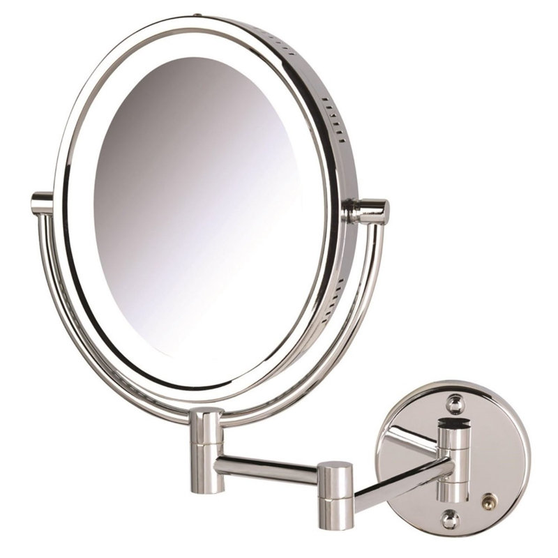 8" x 10" Lighted Wall Mount Magnified Makeup Mirror, Plug In