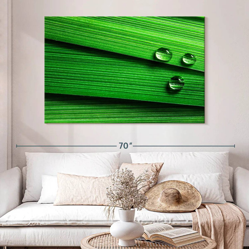 Harnek Droplets On Leaf, 34" H x 51" W