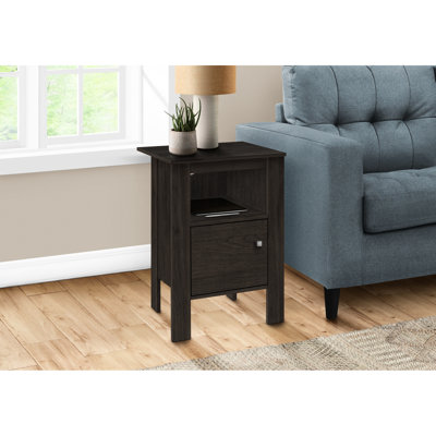 Table d'appoint pour salle familiale - Stratifié brun avec tablette et armoire