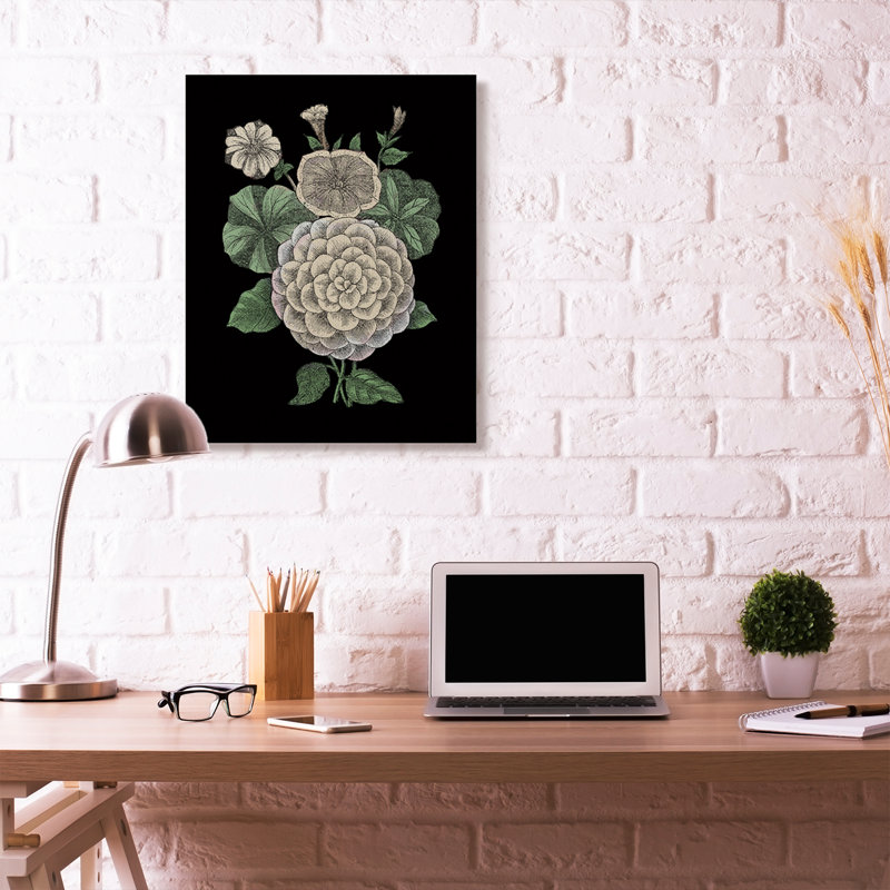 " Yellow Flowers On Black Design " by The Saturday Evening Post, 40" H x 30" W x 1.5" D, Wrapped Canvas