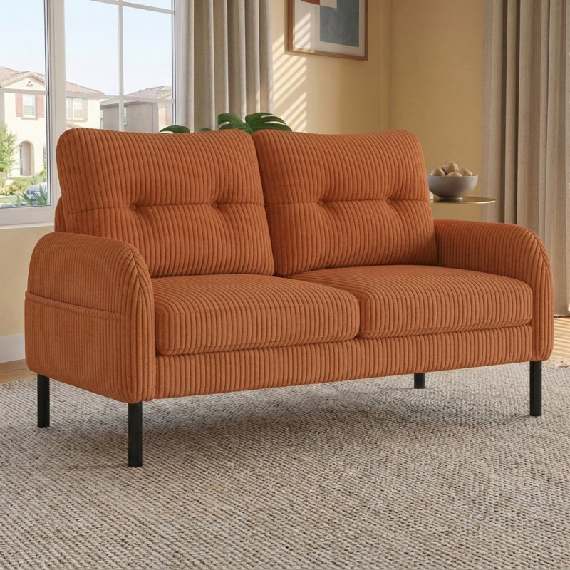 Canapé moderne et confortable avec poches de rangement latérales, canapé élégant pour le salon, la chambre et la salle de conférence