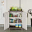 Armoire de rangement, buffet autoportant avec 2 portes et tablettes brun et blanc-129961288
