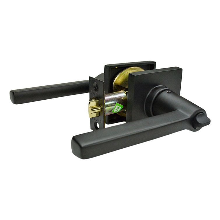 Flat Keyed (Entry) Door Lever with Square Rosette