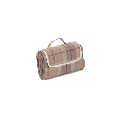 Lavender Tartan Effect Picnic Blanket Rug