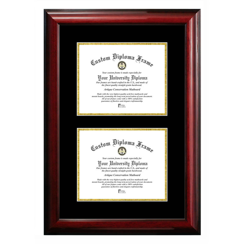 Cadre photo à double degré pour le certificat Traci, Acajou / or, 11 po x 14 po