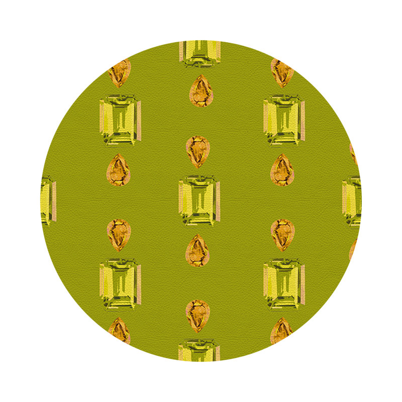 Gem Emeralds Vegan Leather Round Pebble Placemat, Acid, Peridot