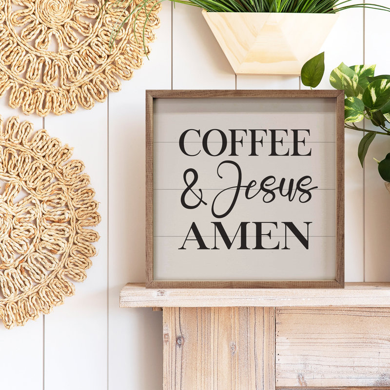 Café et Jésus amen blanc, H 4 po x l 4 po