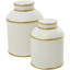 Ensemble de 2 pots en céramique blanche / dorée