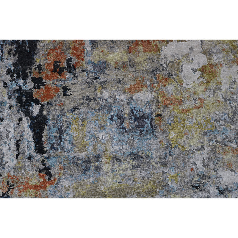 Hand Knotted Abstract Area Rug, Rectangle 6' x 8'