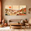 Paysage et nature, paysage désertique avec cactus et lézard, ensemble de 3 impressions sur toile-922847812