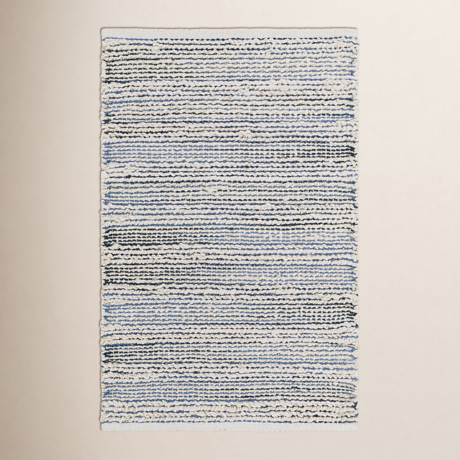 Osterley Handmade Blue/Ivory Rug, Rectangle 8' x 10'