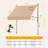 HOMEDEMO Manual Foldable Retractable Awning, 98"W x 118"H Foldable Side Bar 30°-180°, NO Drilling Awings for Backyard Garden Porch Outside Camel-125185381-125185385