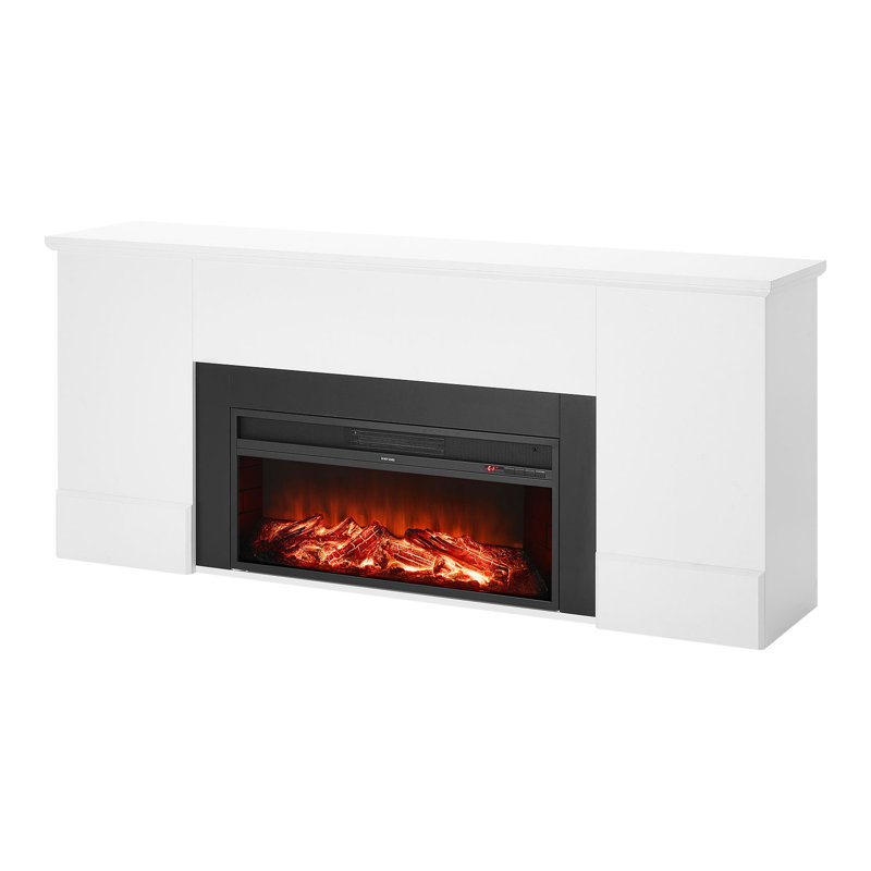 75 Inch White Electric Fireplace with Mantel - Realistic 3D Flame Effect, Remote Control, Adjustable Heat & Timer