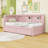 Twin-Size Upholstered Daybed with USB Charging Ports and LED Lights, Dual Drawers-1478212156