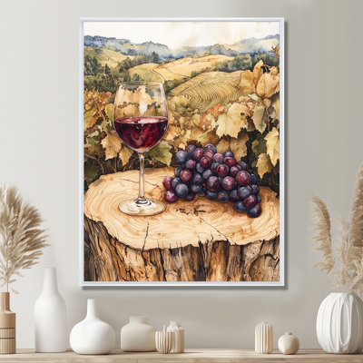 Naccarato Vineyard With Glass Of Wine And Grape In Provence I - Vineyard Canvas Art