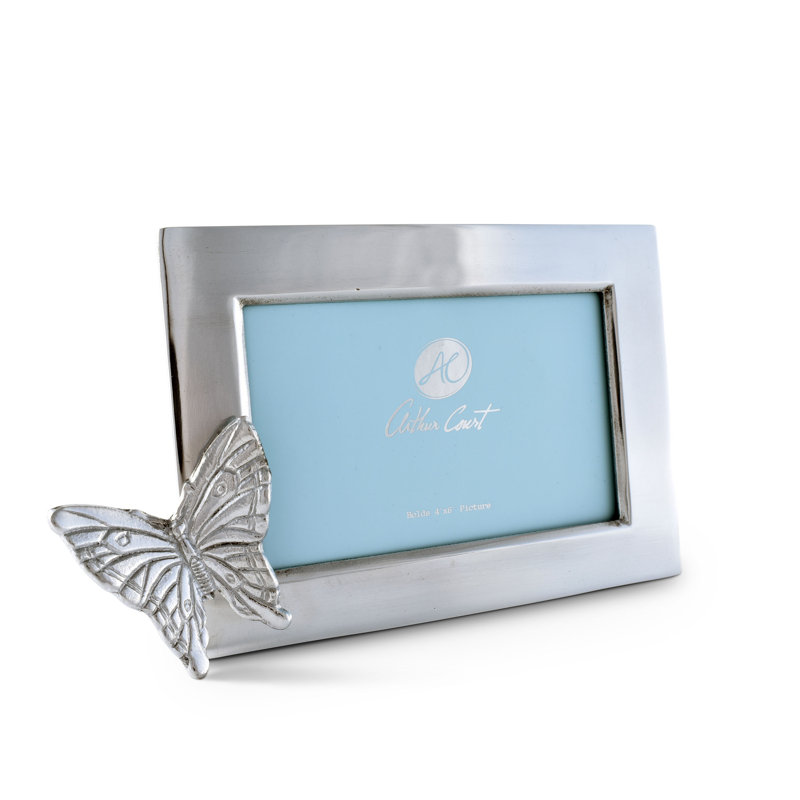 Classic 4x6 Silver Aluminum Butterfly Tabletop Photo Frame
