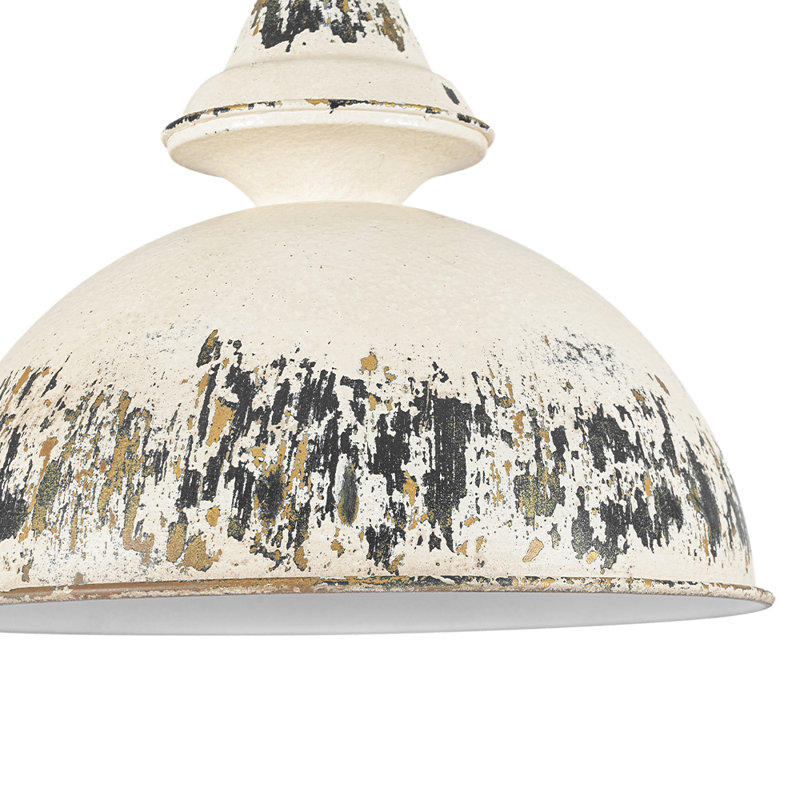 Luminaire suspendu rétro en forme de dôme en métal antique à 1 lumière, White
