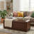  Large Tufted Storage Bench - Brown Faux Leather-1326590870