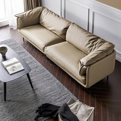 Khaki Genuine Leather Modular Sofa cushion couch