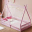 Lit simple en bois avec clôture-419681295