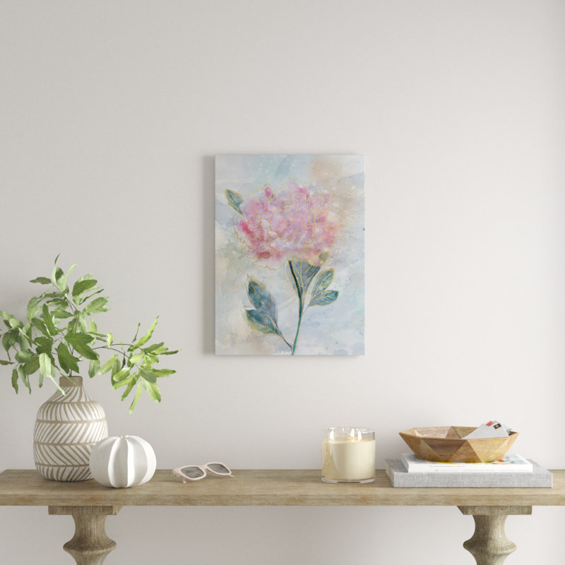Vitrail pivoine - reproduction sur toile, H 24 po x l 32 po x P 1,5 po