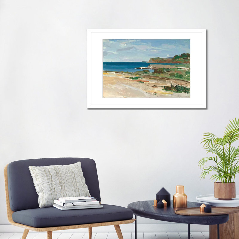 Le long de la côte I - reproduction d'art murale - papier d'art encadré, 24 po x 32 po, Papier encadré, Blanc