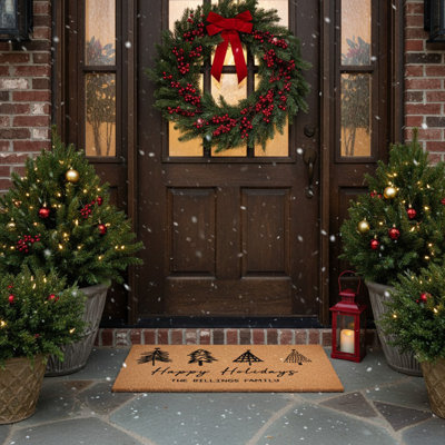 Personalized Happy Holidays Doormat, 36"x72"