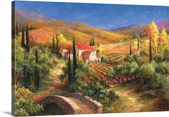 Pont toscan Zack par Art Fronckowiak - reproduction, H 12 po x l 18 po x p 1,5 po, Toile
