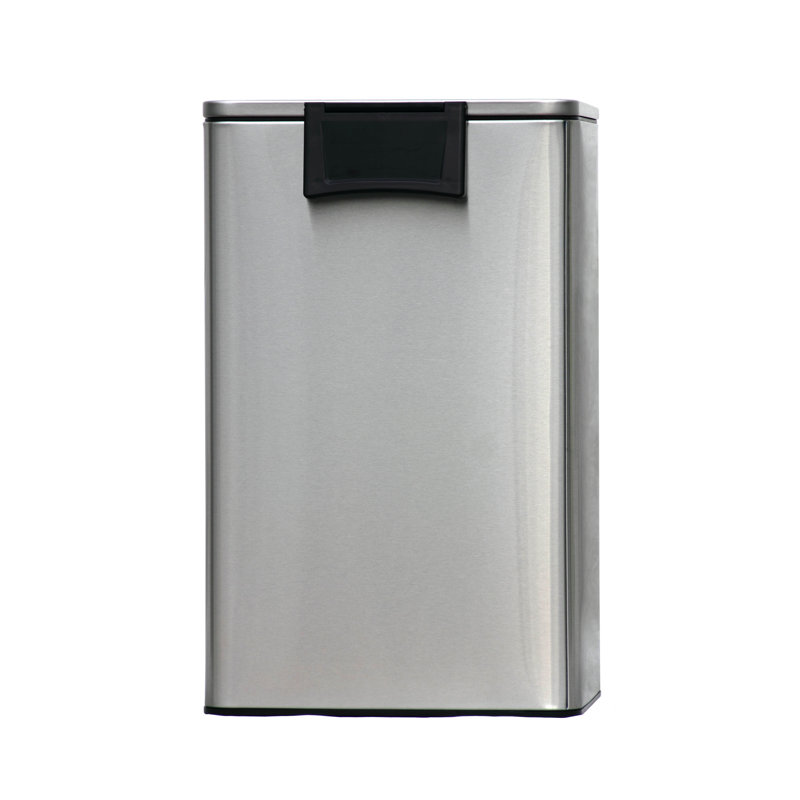 8 Gallon Brushed Stainless Steel Rectangular Step Trash Can