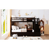 Latitude Run® White Twintwin Bunk Bed With Trundle And 3 Storage Stairs ...