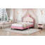 Lit princesse simple en cuir PU avec tête de lit capitonnée-1772891486