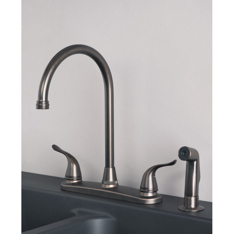 Two Handle High Arc Kitchen Faucet with Side Spray, Chrome