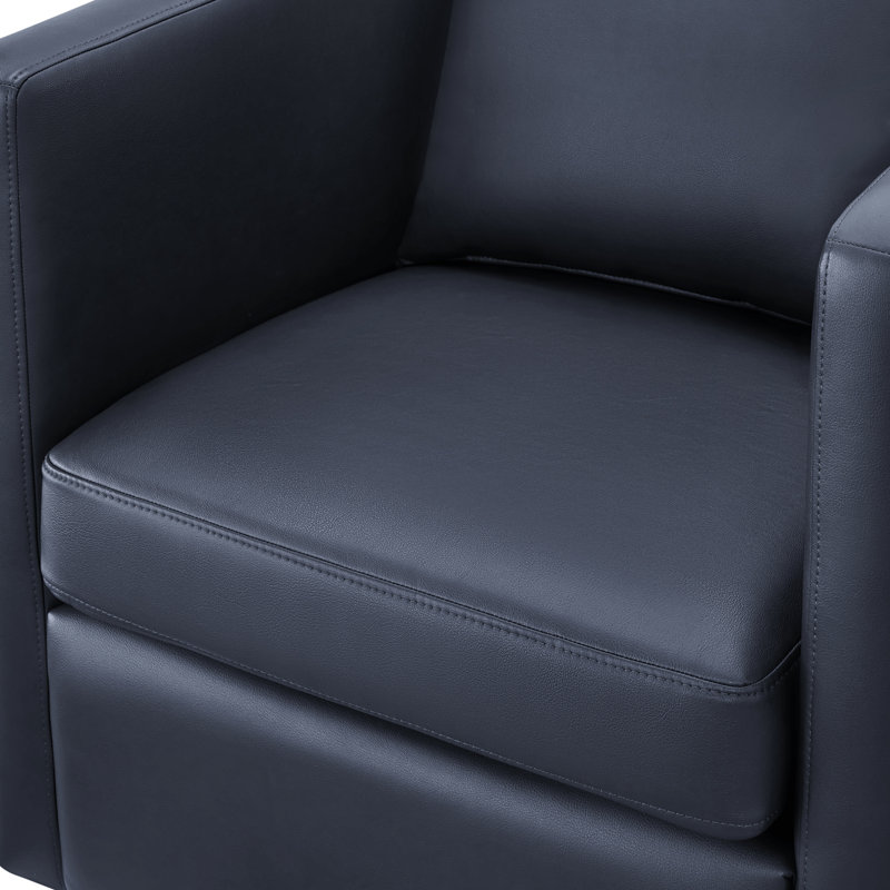 Fauteuil demi-tonneau pivotant en similicuir, Bleu