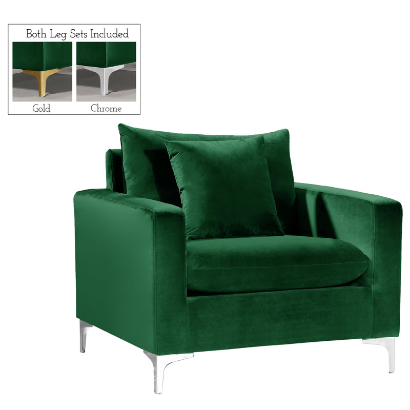 Naomi 36'' Wide Velvet Armchair, Green Velvet