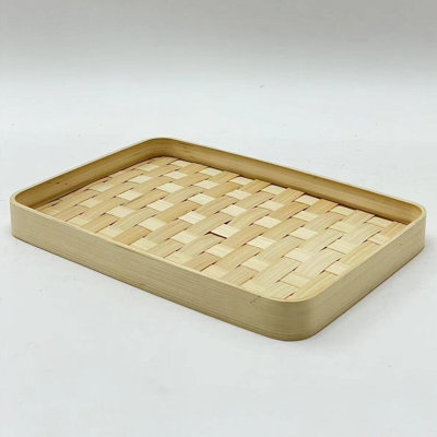 Plateau rectangulaire en bambou tissé