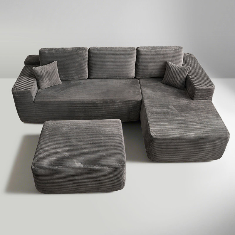 Canapé modulaire en forme de L avec repose-pieds et repose-pieds sans assemblage 106,3 po Boneless, Orienté à droite