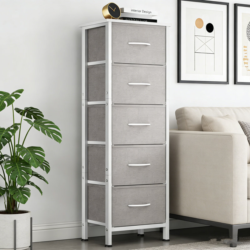 5 Drawer Storage Drawer, Grey/White
