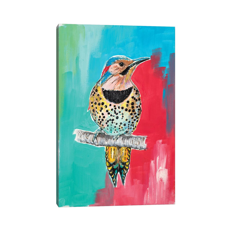 Woodpecker I par Patricia Pinto - peinture sur toile tendue, H 18 po x l 12 po x 1,5 po