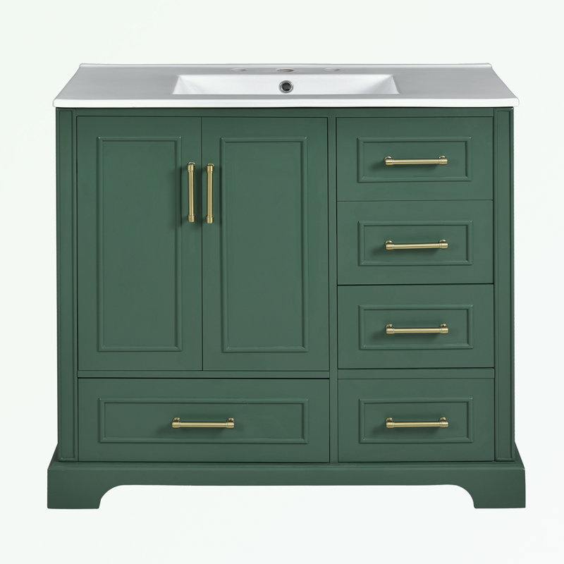 Rangement de salle de bain Flavil, Vert, Or