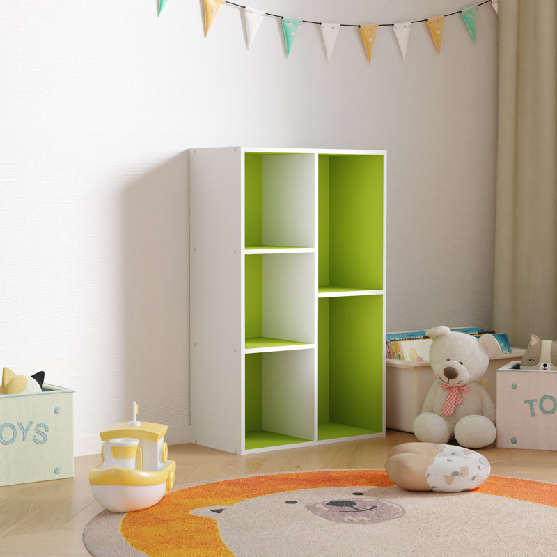 Harkless 31.5" H x 19.5" W Standard Bookcase, White/Green