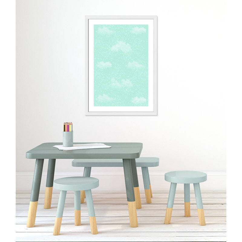 Art unique de nuages scintillants, H 36,5 po x l 26,5 po x P 0,625 po, Encadré plat blanc