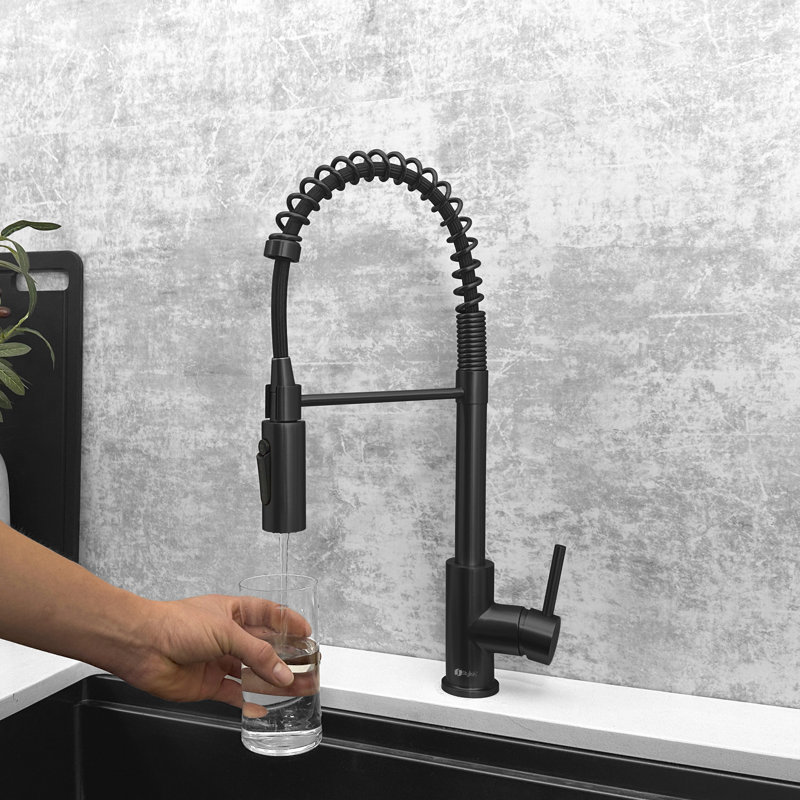 Modern Faucet Stylish Milano One-Handle Pull Down Kitchen Faucet, Black